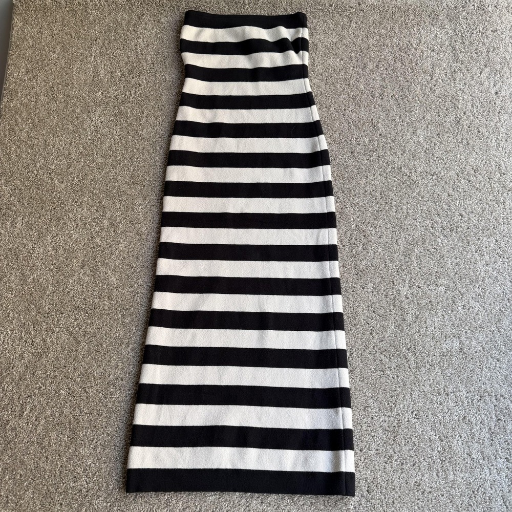 Abercrombie & Fitch Dress Womens XS Black White Striped Knit Long Strapless